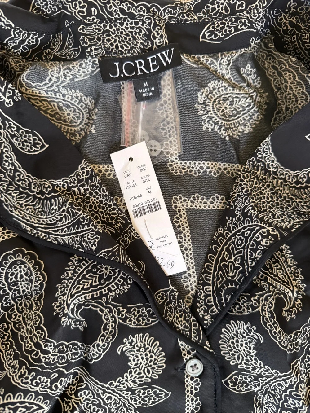 J CREW SIZE M Drapey‎ camp-collar shirt in paisley Scarf print CP645 $145